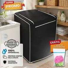 Capa Máquina de Lavar Impermeável Flanelada com Ziper 7 a 17kg Grátis Saco de Lavar Roupas