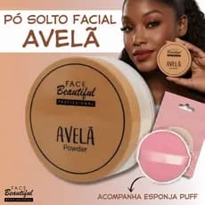 Pó Solto Facial Avelã com esponja puff Maquiagem Face Beautiful 10g