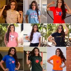 KIT 10  / 5 / e 3 CAMISETA T SHIRT FEMININA BLUSA BASICA SORTIDA RELIGIOSA ENVANGELICA