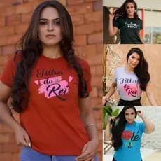 KIT 10  / 5 / e 3 camiseta T-shirt blusa Feminina 100% Algodão Estampada  Gola Redonda crista catolica gospel evangelica