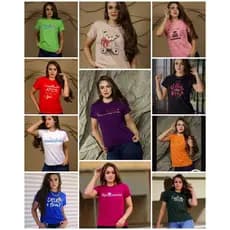 KIT 10  / 5 / e 3 Camiseta T-shirt Blusa Feminina Algodão crista catolica gospel evangelica atacado religiosa plus size