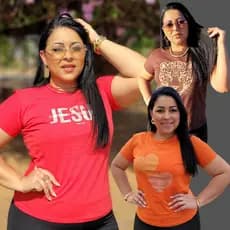 KIT COM 10 / 5 e 3 Camiseta T-shirt Blusa Feminina Algodão Estampada  crista catolica evangelica religiosa  plus size