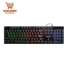 Teclado Gamer Luz RGB - ABNT2 - Preto
