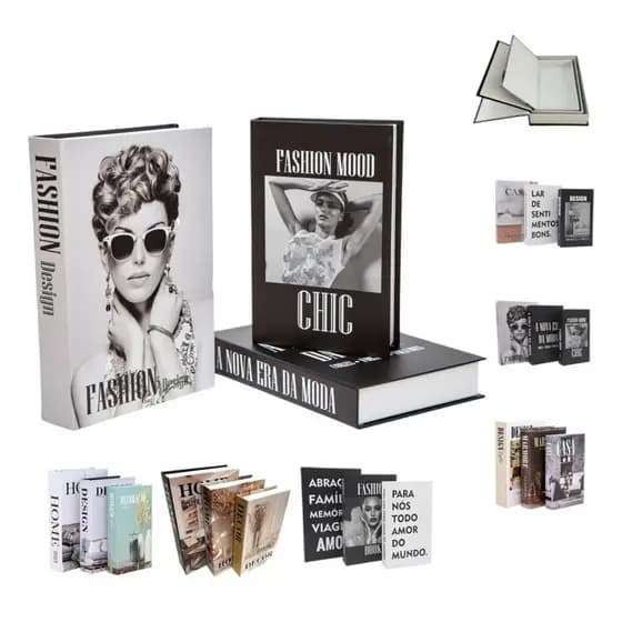 Kit 3 Livros Fake Decoraçao Caixas Porta Objeto Decorativo Cor Casa Decoração