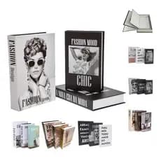 Kit 3 Livros Fake Decoraçao Caixas Porta Objeto Decorativo Cor Casa Decoração