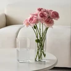 Conjunto de 2 Vasos Acrílico Quadrado Arranjos de Flores Plantas Para Decoração Sala Casap