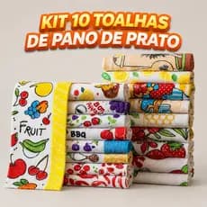 Kit 10 Panos de Prato Felpudos 100% Algodão Alta Absorção Estampados Premium