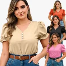 BLUSA FEMININA DE ALTA QUALIDADE BLUSAS FEMININAS DISCRETA BLUSINHA FEMININO ESTILOSA MODERNA PROMOÇÃO MODA CONFORTÁVEL