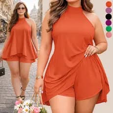CONJUNTO FEMININO BLUSA BATA SHORT GOLA ALTA FEMININA MODA ELEGANTE MACAQUINHO FEMININOS MODA MODERNA CINTURA ALTA VERÃO