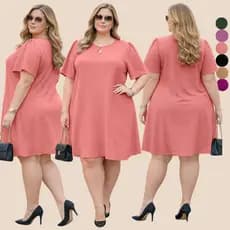 VESTIDO PLUS SIZE FEMININA MODA SOCIAL BASICO FRESCO VESTIDOS FEMININAS TENDENCIA CONFORTÁVEL FEMININO GRANDE GORDA MIDI