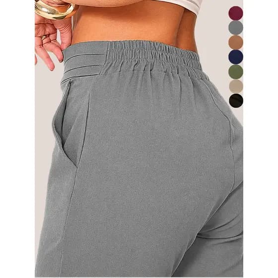 CALÇA FEMININA ESTILOSA CONFORTAVÉL CALÇAS FEMININO INVERNO CINTURA ALTA MODA FEMENINAS TECIDO LINHO ESTILO EMPRESARIA