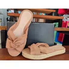 Chinelo Slide Laço Camurça Aveludado Feminino Tamanco Feminino Sandália Feminina