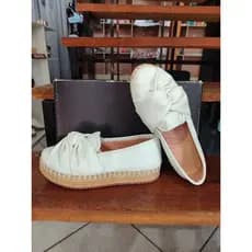 Alpargatas Feminino Creme com Laco Mocassim Feminino