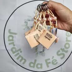 Chaveiro Evangélico Bíblia Sagrada Laranja com Pérola. Kit com 12 Pçs.