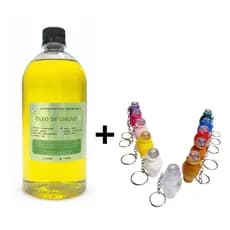 Kit 1 litro Óleo de unção + 100 chaveiros botija porta óleo de unção cores variadas.