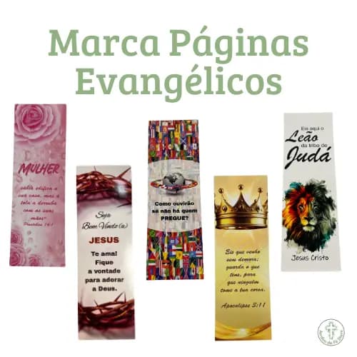 Marca Páginas Evangélico Temas Diversos. 50 unidades. Mulher Missão Leão de Judá