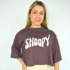 Cropped Blusinha Feminina Snoopy Estampa Cor Marrom Rosa Azul Preta Oversized