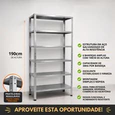 Armário De Aço Premium Galvanizado 06 Bandejas Suporta até 180kg