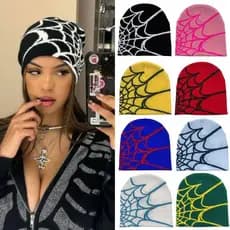 Chapéu De Malha Teia De Aranha Jacquard Beanie Para Homens Presentes De halloween De Boné Sólido De Inverno Mulheres