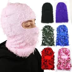 Balaclava Máscara Facial Completa De Inverno Exterior Camuflagem De Velo Fuzzy Ski Motociclismo Bicicleta Pó Feijão À Prova De Vento Chapéus De Lã Unisexo Homem Chapéu De Malha