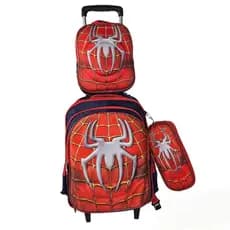 MOCHILA DE RODINHA HOMEM ARANHA+LANCHEIRA+ESTOJO