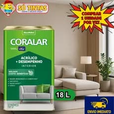 Tinta Acrílica Coralar Coral 18 L Fosca Interna Anti Mofo, Para Parede, Secagem Rápida Escolha a Cor