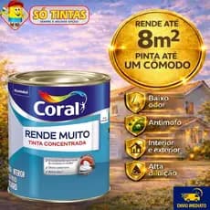 Tinta Para Parede Coral Rende Muito 900 ML Acrílica Fosca Lavável Standard Rendimento Secagem Rápida