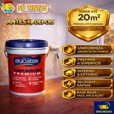 Selador Acrílico Eucatex 3,6 Litros Branco Acabamento Fosco Premium, Selador Acrílico Parede e Teto