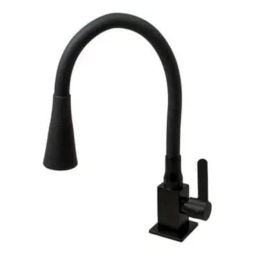Torneira Cozinha Quadrada Gourmet Flexível Jato Ducha Preto