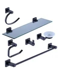 Kit Acessórios Banheiro Metal Cromado Luxo Quadrado Conjunto