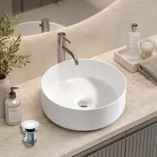 Cuba Banheiro Apoio Redonda Louça Porcelana Branca Válvula