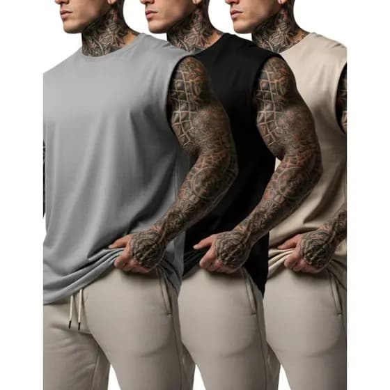 Kit 2 3 4 Camiseta Regata Streetwear Oversized Masculina Machão academia treino Lisa Casual
