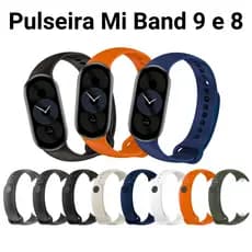 Pulseira Silicone Esportiva Sport Respirável Lisa Para Xiaomi Mi Band 9 e Mi Band 8