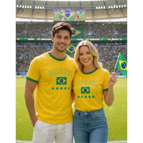 Camiseta Brasil 2026 Unissex Copa do Mundo Camisa Seleção Torcedor Estampa Premium Leve Confortável Top