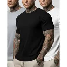 Camiseta Americana Canelada Masculina Justa Hip Hop Ribana Rapper Drip Slim Trapper Unidade e Kit