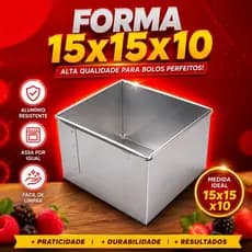 Forma Quadrada 15x15x10 Formas para Bolo Assadeira de Alumínio Formas Fatia Perfeita