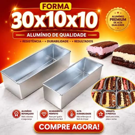 Forma de Pão 30x10x10 Formas Bolo Retangular Assadeira de Alumínio Fixa Formas Fatia Perfeita
