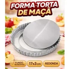 Forma Torta de Maçã 17x3 Formas Bolo Redonda Assadeira de Alumínio Kit Formas