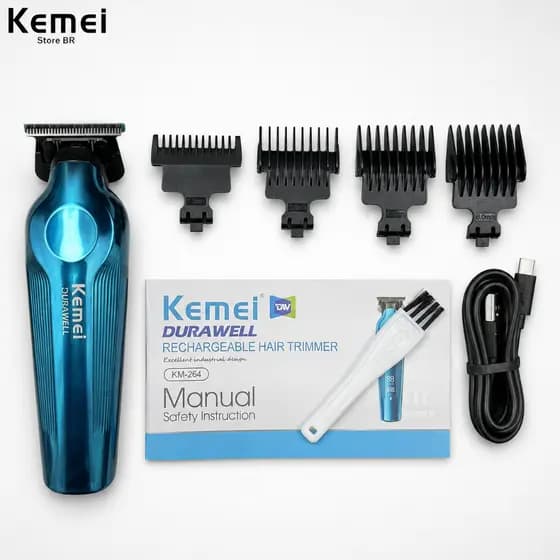 Kemei-264 Máquina de acabamento, Portátil Recarregável Bivolt Profissional Sem fio USB com 7.500 RPM