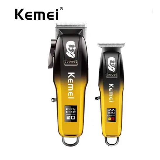 KIT MÁQUINA DE CORTE E ACABAMENTO KEMEI 8501 BIVOLT SEM FIO PORTÁTIL 5W DE POTÊNCIA