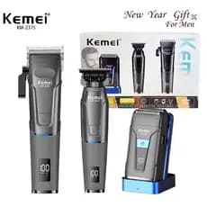Kit Máquina de Corte Barba Acabamento 3 em 1 Especial Kemei KM 2375  Bivolt 5W de potência Portátil