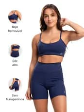 Conjunto Fitness Element Academia Short Top Suplex Zero Transparencia Bojo Removivel Feminina