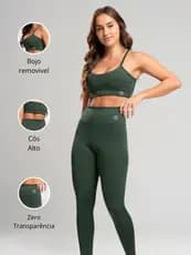Conjunto Fitness Calça Legging e Top Element Suplex Zero Transparência Academia Feminina