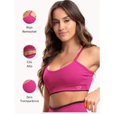 Top Element Fitness Poliamida Feminino Com Bojo Removível Zero Transparência Para Academia
