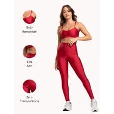 Conjunto Poliamida Bliss Fitness Calça Legging + Top Brilhoso Bojo Removível Zero Transparência