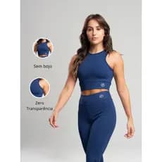 Top Cropped Regata Feminina Fitness Academia Suplex Zero Transparência Forrado Sem Bojo