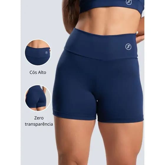 Short Fitness Glamour Academia Bermuda Suplex Zero Transparência Cós Alto Feminino Modelador