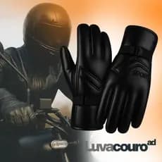 Luva Moto Motociclista Couro PU Térmica Forrada Antiderrapante Impermeável Inverno
