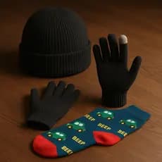 Kit Touca Luva e Meia Cano Alto Infantil Inverno Frio Menino e Menina
