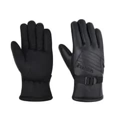 Luvas de couro PU antiderrapantes, quentes, à prova de vento e frio, para motocicletas ao ar livre